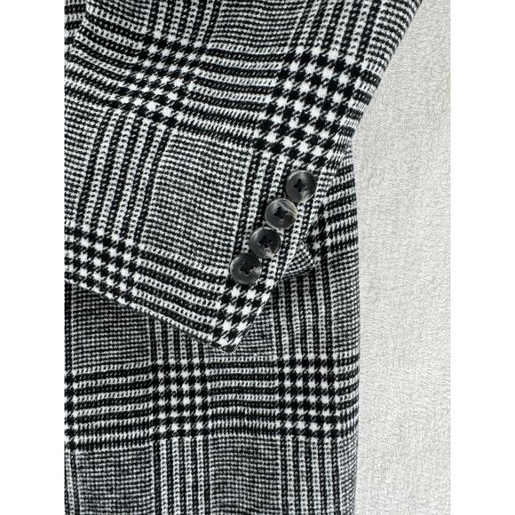 Nordstrom Open Edit Mens Glen Plaid Coat Black White Check Overcoat Large NWOT - Picture 2 of 11